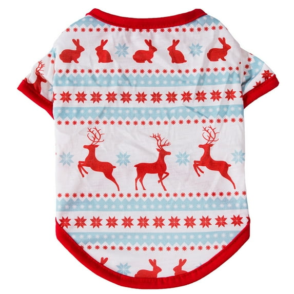 Christmas Pet Shirt Soft Breathable Puppy Shirts Printed Pet Clothing for Small Dogs and Cats