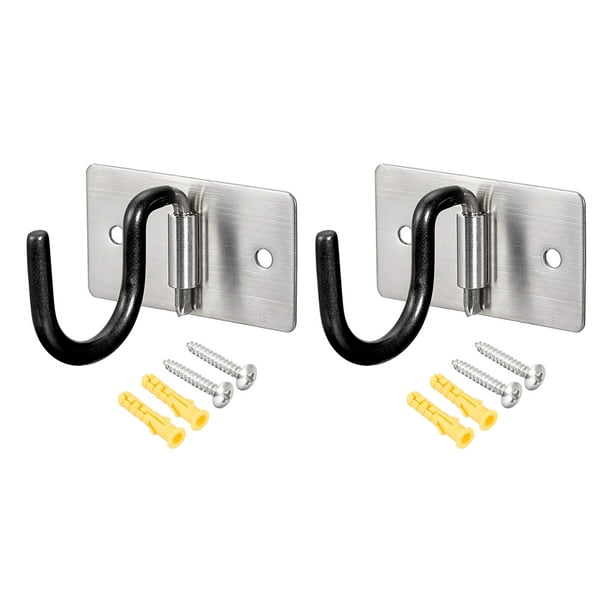 Wall Hooks Mop Broom Holder Organizer Stainless Steel Wall Mount Hook S Type Black For Kitchen Garage 2pcs Walmart Com Walmart Com