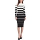 thumbnail image 2 of Vestido de suéter de rayas para mujer INSPIRE CHIC, de manga larga, elástico, cuello redondo, ajustado, de punto acanalado, casual, largo, otoño, talla XL, blanco, 2 of 6