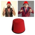 thumbnail image 4 of Felt Moroccan Red Fez Hat Turkish Hat For Men With Black Tassels Tarboosh Hat Pasha Fez Egyptian Fez Cap Costume Hat, 4 of 5