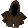 thumbnail image 4 of Poliéster Halloween Capa Accesorios de cosplay Disfraz Devil Cowl Medieval Witch Cape Poncho con capucha para adultos unisex Café Yinane Capa con capucha, 4 of 6