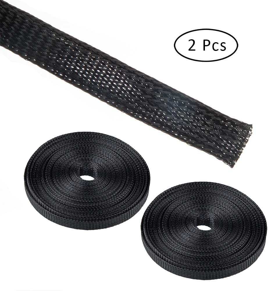 10 FT 1/8" Black Green Expandable Wire Sleeving Sheathing Braided Loom Tubing US 