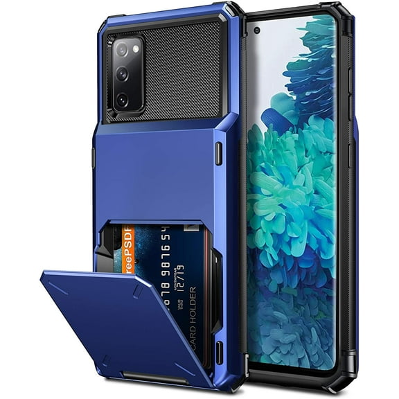 for Galaxy S20 FE 5G Case Wallet Credit Card Holder 4-Card Slot Hidden Back Pocket Dual Layer Hybrid Rugged Rubber Bumper Protective Hard Shell Cover for Samsung Galaxy S20 FE 5G Navy