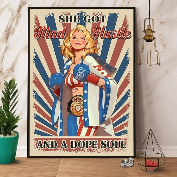 Boxing Girl She Got Mad Hustle Dope Soul Paper Poster No Frame Matte Wall Art Decor 11 x 17 Inch Poster