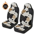 thumbnail image 4 of Uorisanigo Car Seat Covers, Plush Seat Covers, 2PCS Soft Coral Fleece Fabric Driver Seats Cover Protection Fit for Most SUV Trucks(Black and Brown Cow Print, Front Pair), 4 of 7
