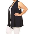 thumbnail image 3 of Women's Casual Plus Size Open Front Loose Fit Casual Solid Sleeveless Vest Made in USA, 3 of 4