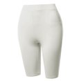 thumbnail image 2 of A2Y Women's Basic Yoga Polyester Mid Thigh High Rise Biker Bermuda Shorts Ivory 1XL, 2 of 5