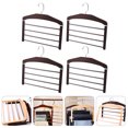 thumbnail image 1 of DEEPCRAFF 4Pcs Dark Red Wooden Multi-Layer Non-Slip Pants Hanger Foldable Clothes Organizer for Storage, 1 of 8