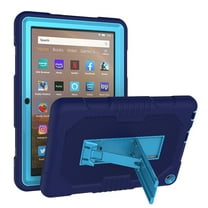 Allytech Fire HD 8 Case 10th Generation, Fire HD 8 Plus Case, Protection Drop Proof Kickstand [Without Screen Protector] Kids Friendly Cover Case for Amazon Kindle Fire HD 8 10th Gen, Navyblue/Blue
