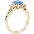 thumbnail image 3 of Peora Blue Opal and Lab Grown Diamond 3-Stone Trellis Ring 14K Gold 1.30 Carats Oval, 3 of 6
