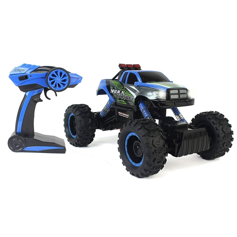 Cross-Country Racing Rock Crawler 4WD Toy Blue Rally Truck RC Car 2.4 GHz  1:14 Scale Size w/ Working Suspension, Spring Shock Absorbers