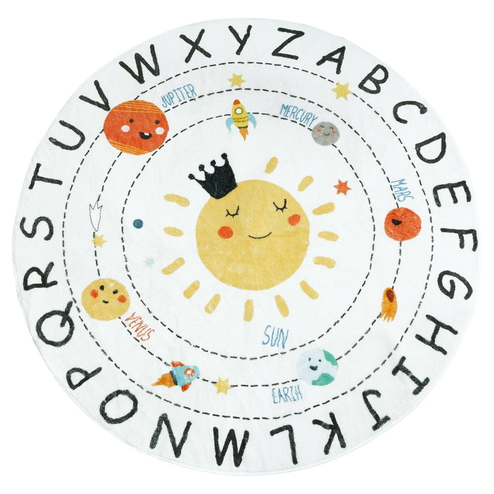 CNKOO Tapis de Jeu Antidérapant Alphabet pour Enfants 47 Pouces Blanc