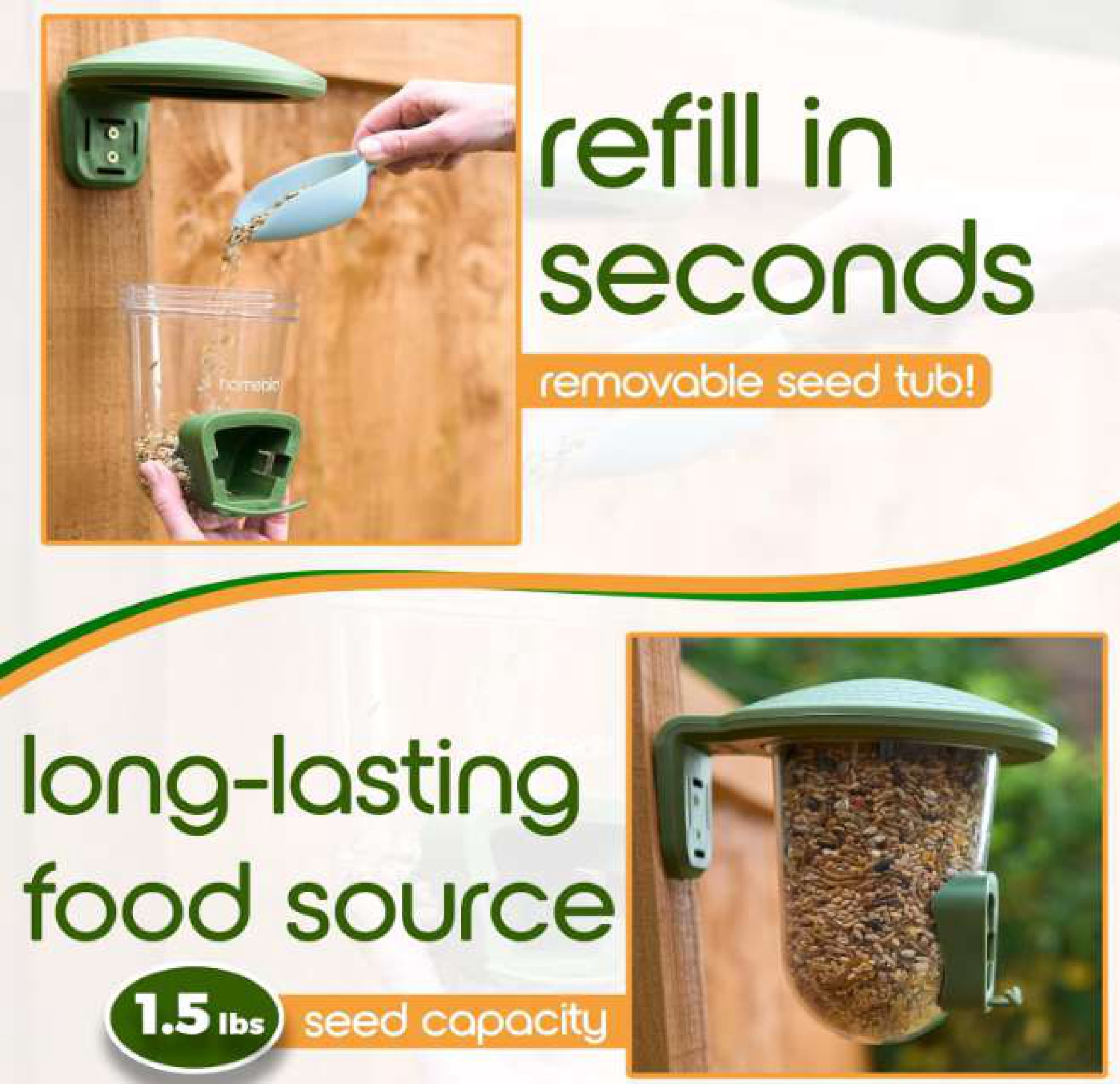 Outdoor Mountable Bird Feeder for Mounting Fences, Trees, Posts, Perches, Balcony, Walls, etc.