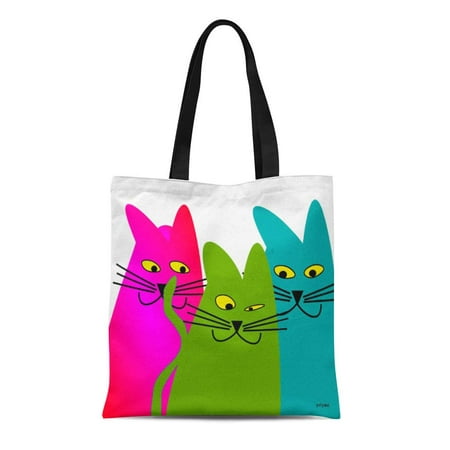 SIDONKU Canvas Tote Bag Colorful Lady Whimsical Cats Best Mom Love Crazy Fat Reusable Handbag Shoulder Grocery Shopping