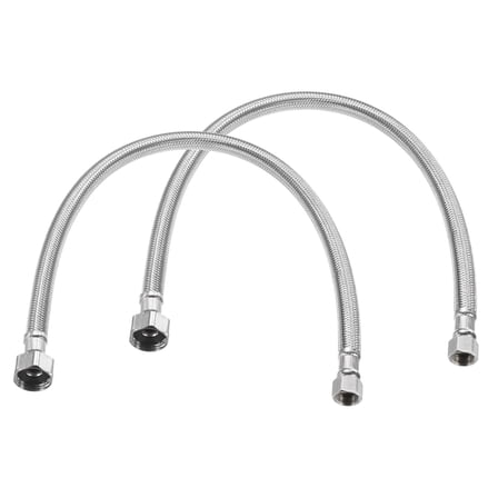 Uxcell 2-Pack 20 Inch Faucet Hose Connector, 9/16" x G1/2 Female Thread Connector for Bathroom [S/S Color]