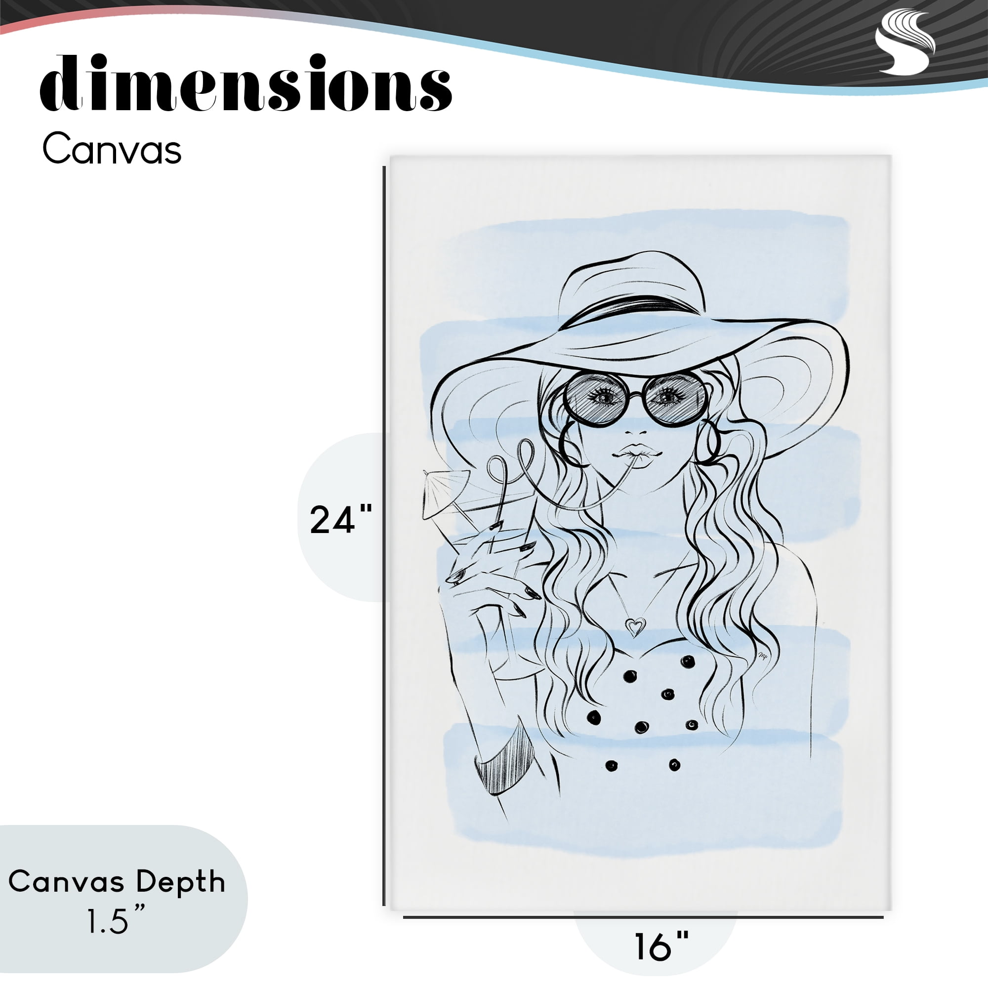 Stupell Industries Sipping Drink Girl in Sun Hat Canvas Wall Art, design by Martina Pavlova