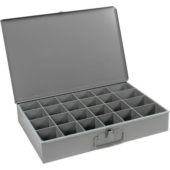 Durham Steel Scoop Compartment Box, 24 Compartments, 18 x 12 x 3, Lot of 4