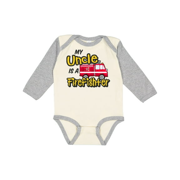 Inktastic My Uncle is a Firefighter with Fire Truck Boys or Girls Long Sleeve Baby Bodysuit