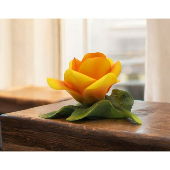 Ceramic Yellow Rose Flower Figurine, Home Decor, Bathroom Decor, Gift for Her, Gift for Mom