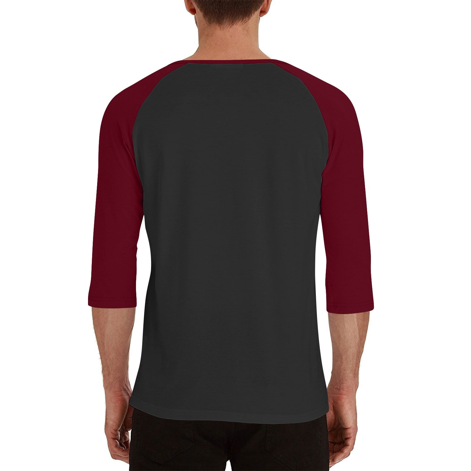 RYRJJ Henley Shirts for Men Raglan 3/4 Sleeve Baseball T-Shirts Color Block Summer Casual Cotton Sport Athletic Tee Tops(Black Wine,XXL)
