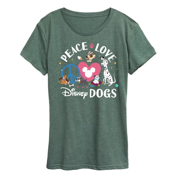 Disney Classics - Cats & Dogs - Peace Love Disney Dogs - Women's Short Sleeve Graphic T-Shirt