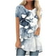 thumbnail image 2 of ICHUANYI Clearance Women's Summer Printed Round-Neck Loose Short Pullover Sleeve Tops Blouse(Navy, XL) ICHUANYI WER2023080915703, 2 of 5