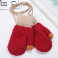 thumbnail image 5 of Bueautybox Toddlers Full Finger Gloves Kids Winter Double Layer Thick Warm Full Finger Stitching Knitted Mittens Winter Warm Furry Knitted Mitten with Neck String, 5 of 7