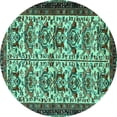 thumbnail image 1 of Ahgly Company Indoor Round Persian Turquoise Blue Traditional Area Rugs, 5' Round, 1 of 4