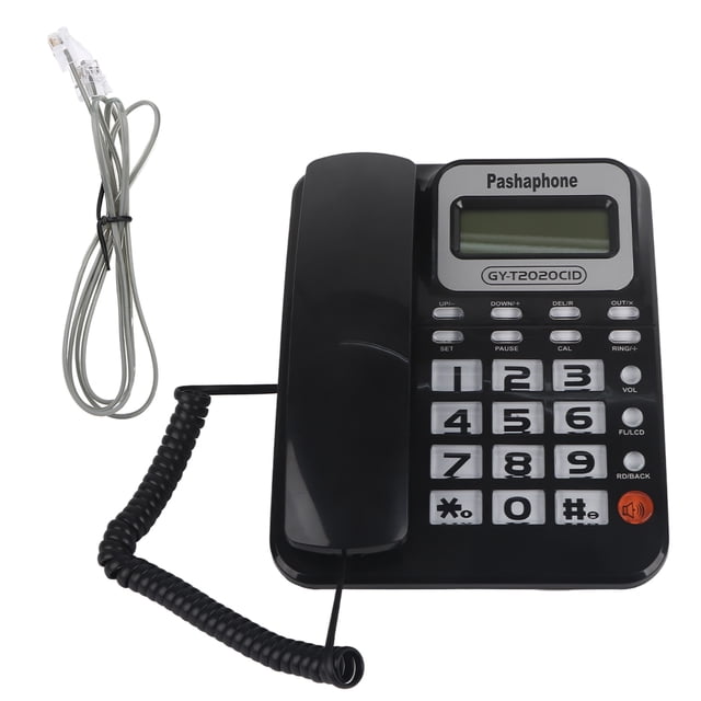 ABS GY T2020CID Teléfono con cable con altavoz, identificador de llamadas, calculadora con pantalla (negro) Noir