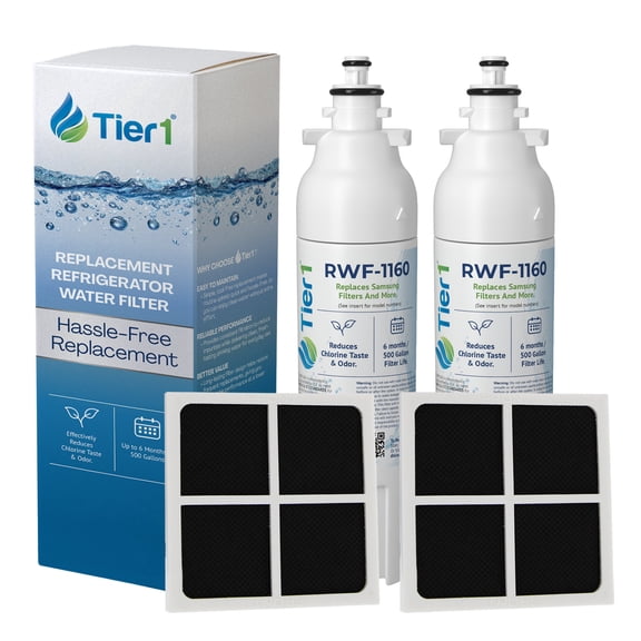 Tier1 RWF1160 ADQ73613401 Refrigerator Water & Air Filter Combo | Replacement for LG LT800P, 46-9490, fl-rf20, LT120F | Up to 12 Months Supply | Easy Install | Odor Control | Clean Water (2-pk)