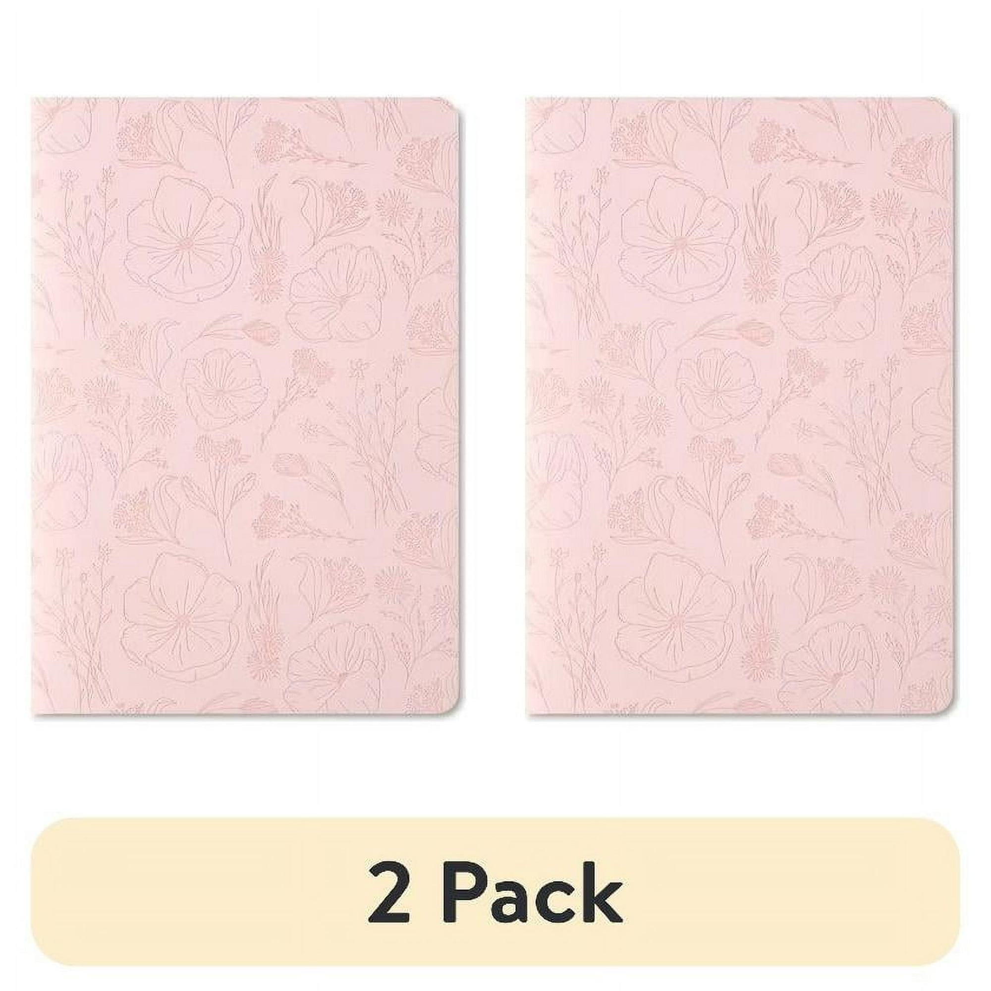 (2 pack) Pen + Gear Pink Journal with Vegan Leather Cover and Stitched Spine for Teens and Adults