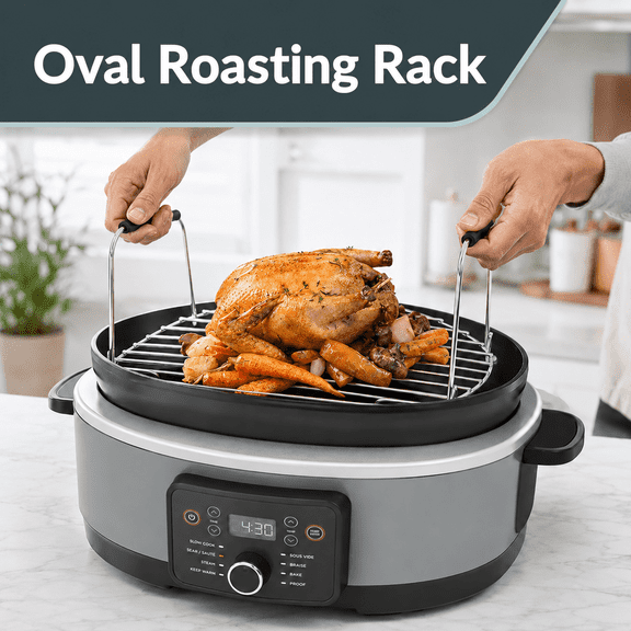 TAVENE Silicone Feet & Handles Roast and Steamer Rack, 8.5 QT Multi‑Cooker Slow Cooker Crock Replacement Accessories