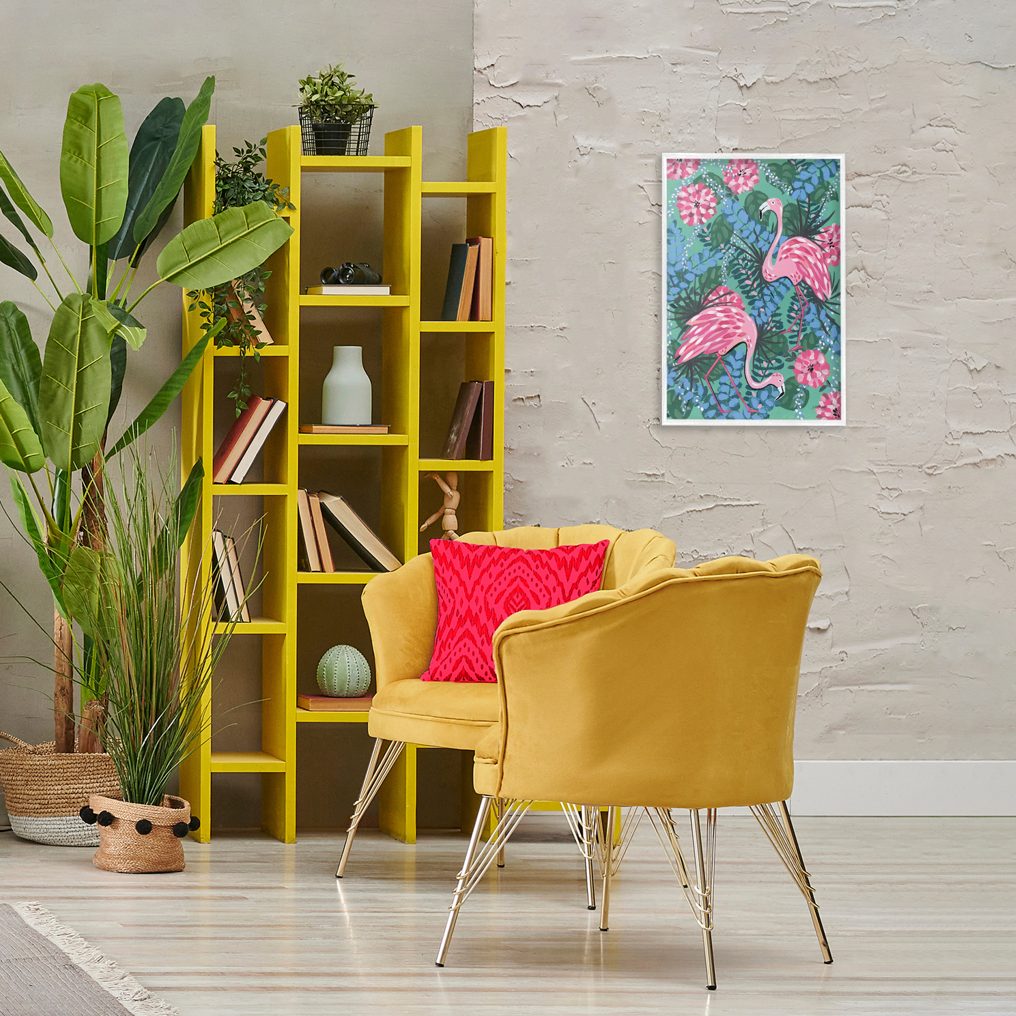 Stupell Industries Maximalist Flamingos Pattern Animals & Insects Painting White Framed Art Print Wall Art, 16 x 24