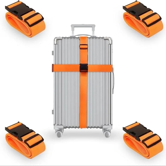 POITVD 6 feet Luggage Straps for Suitcases, 4 Pack TSA Approved Travel Belt, Travel Adjustable Suitcase Belt for Men and Women, Bag Straps for luggage(Orange)