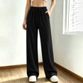 thumbnail image 5 of Kttectoa Pants for Women Wide Leg Drawsting Waist Loose Corduroy Pants Solid Fill Length with Pockets Casual Lounge Fall Winter, 5 of 5