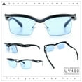 thumbnail image 2 of Aerodynamic Streamline Plastic Half Rim Rimless Rectangle Fashion Sunglasses Black - Blue, 2 of 8