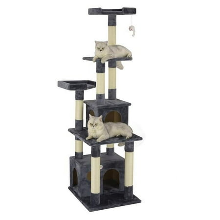 UPC: 0810602022726 | Go Pet Club 67 in. Classic Cat Tree Condo Furniture House with Sisal Scratching Posts  Gray