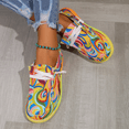 thumbnail image 2 of Colorful Casual Walking Shoes for Women, Lightweight Canvas Loafers with Rainbow Swirl Print, Breathable Slip-On Flats with Soft Cushion Sole, Fashion Sneakers for Spring & Autumn, 2 of 8