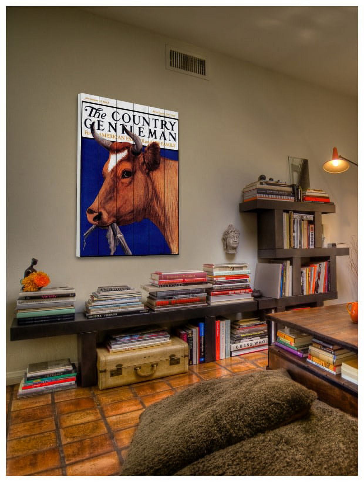 Marmont Hill "CG Cow Brown" Painting Print on White Wood