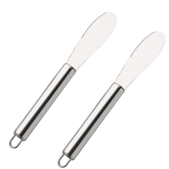 2 piezas de crema de acero inoxidable espátula mantequilla spatula spatula pastel de piñera gadget de cocina para pastel de pastel (plata)