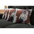 thumbnail image 5 of Ambesonne Cat Throw Pillow Cover 4 Pack, Astronaut Funny Design, 16", Red White, 5 of 5