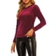 thumbnail image 5 of INSPIRAR CHIC Blusa de Cuello Volante para Mujer con Mangas Largas de Puff Top de Terciopelo con Puntos Metálicos XL Burdeos, 5 of 7