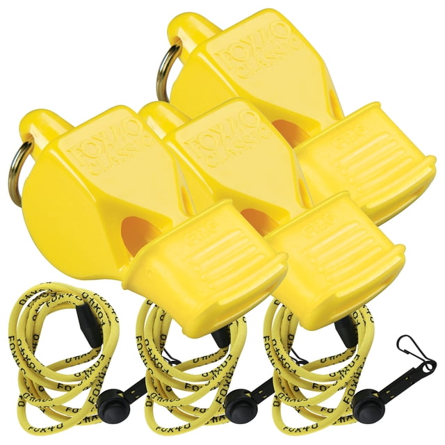 Whistle Fox 40 Classic CMG, paquete de 3, amarillo con cordones