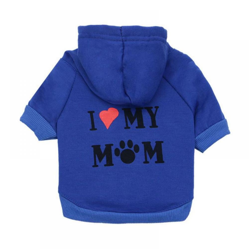 Zrong Pet Dog Cat Puppy Warm I Love My MOM Hoodie Hooded Sweaters Coat Costume Clothes Apparel