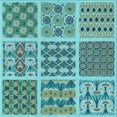 thumbnail image 1 of Ahgly Company Machine Washable Indoor Square Transitional Aquamarine Stone Green Area Rugs, 7' Square, 1 of 7