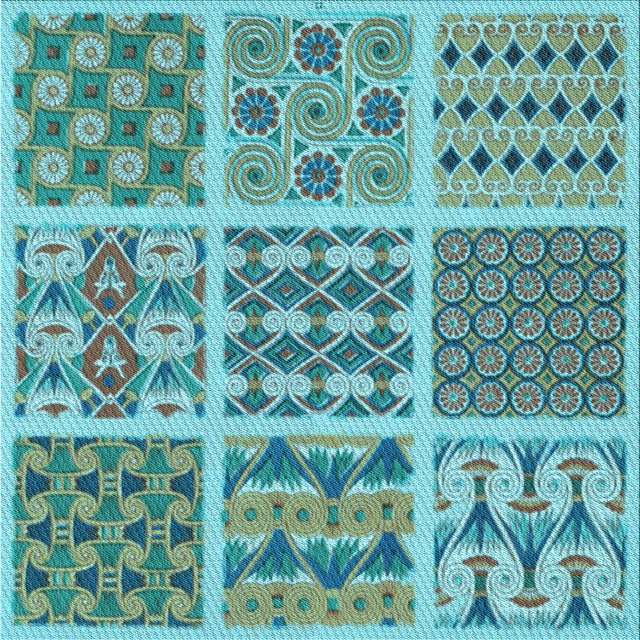 Ahgly Company Machine Washable Indoor Square Transitional Aquamarine Stone Green Area Rugs, 7' Square