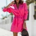 thumbnail image 2 of XFLWAM Womens Fashion Belted Blazer Open Front Long Sleeve Office Blazer Bussiness Casual Jackets Work Suit with Pocket Hot Pink L, 2 of 8