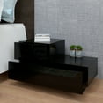thumbnail image 3 of IVV Wooden LEDs Nightstand with 2 Storage Drawers, Step-Shaped Bedside Table for Bedroom, Living Room, Black, 3 of 7