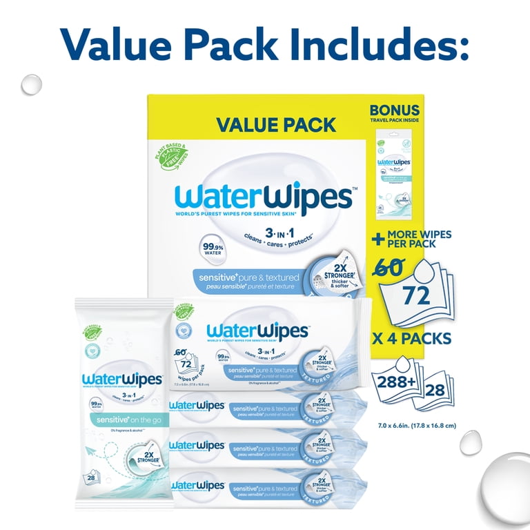WaterWipes Sensitive Pure & Textured Wipes, 316 Count photo 7
