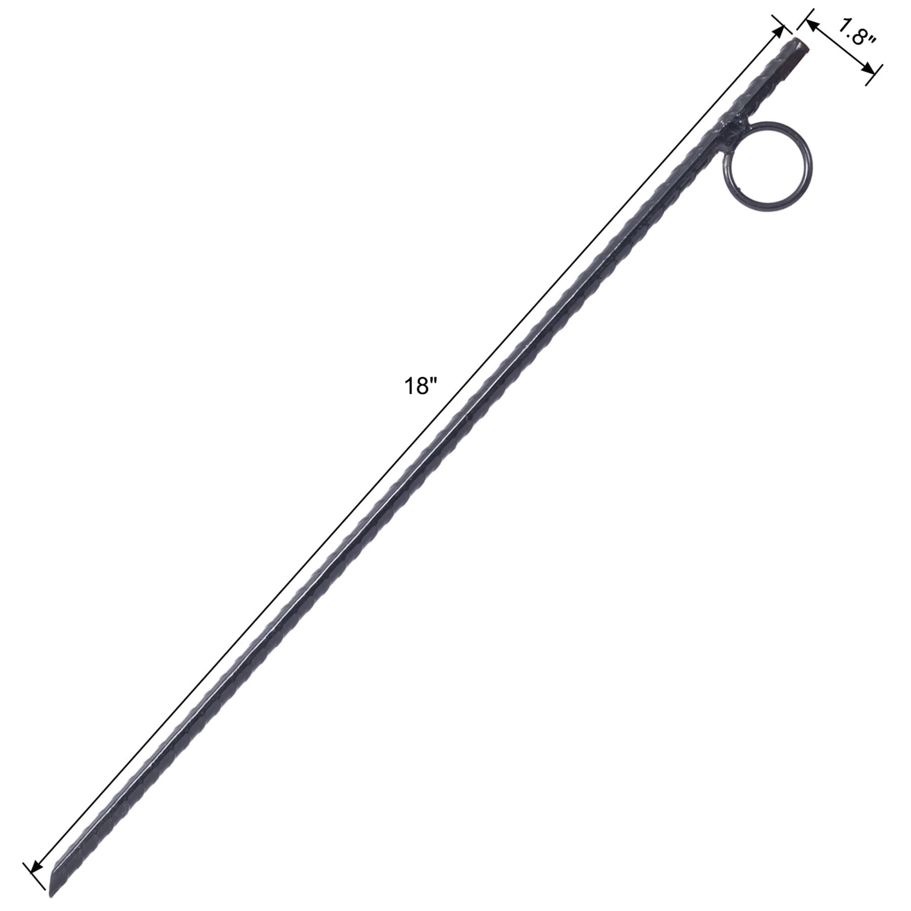 6pcs Rebar Stake with loop Grip 3/8x 18 Inch Steel Durable Heavy Duty Tent Canopy Ground Stakes with Angled Ends and 1 Inch Loops for Campsites and Canopies